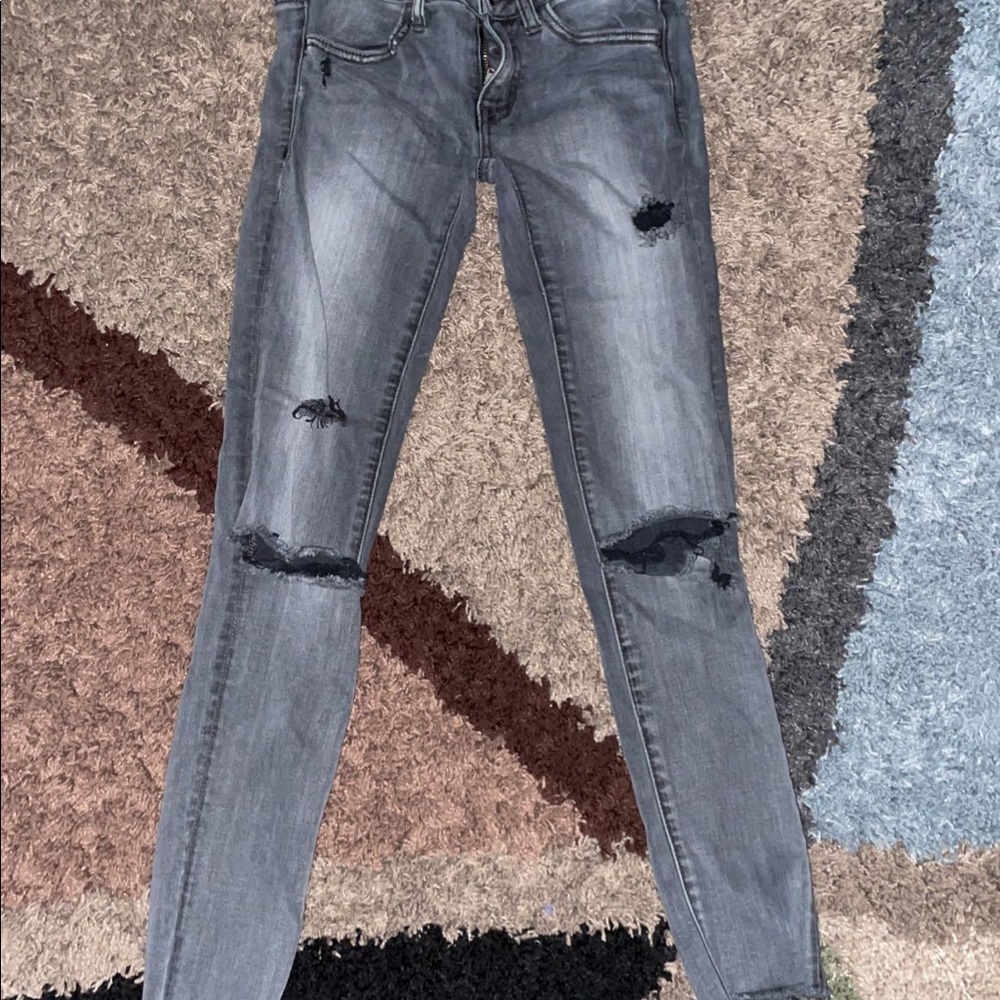 american eagle distressed black/grey jeans skinny